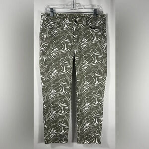 Talbots Signature Crop Leaf Print Denim Capris Tropical Green White Size 6 S1